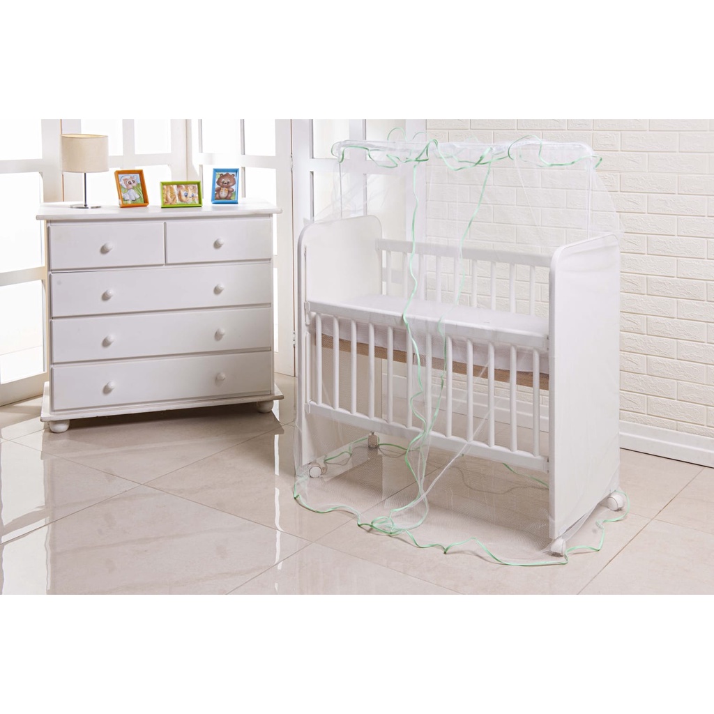 Mosquiteiro para mini berço de bebê Verde Aguá - Véu para mini berço bebe menino Neutro Verde