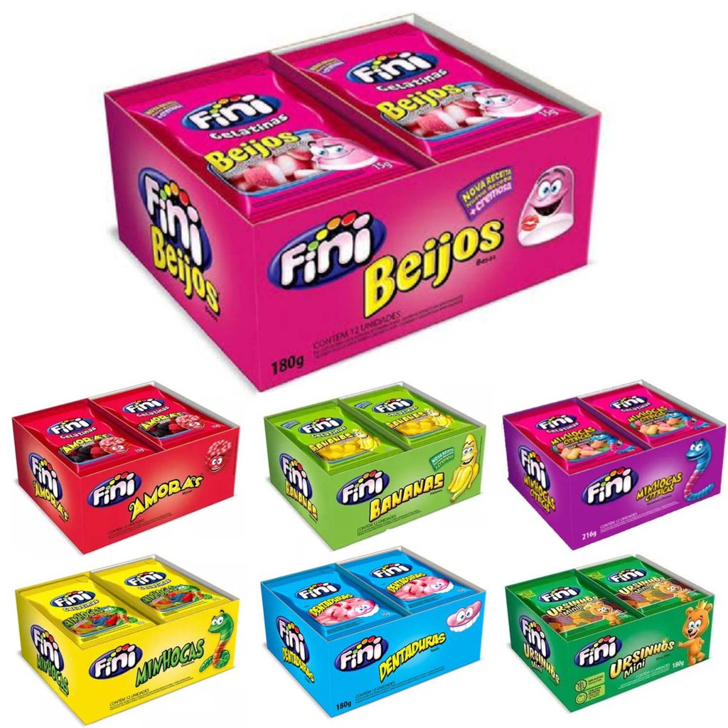 Bala Fini Display Com 12 Unidades Vários Sabores | Shopee Brasil