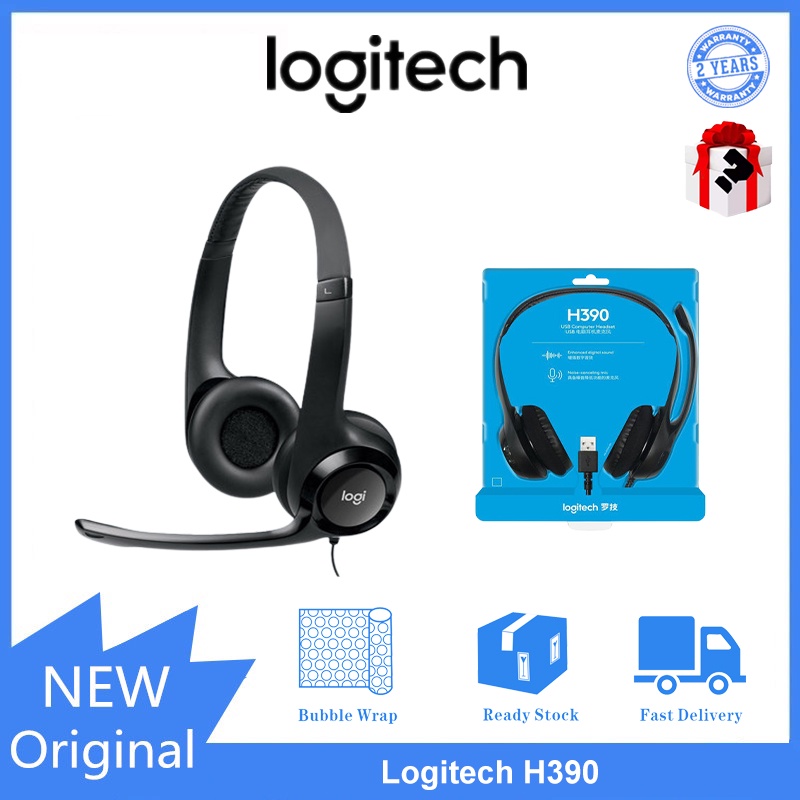 Logitech H390 Fones De Ouvido Com Fio USB Ruído Cancelando Controle De Botão Mudo Escritório De Classe Online