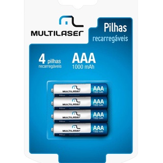 Pilhas Recarregáveis Multilaser Aaa 1000Mah 4 Uni. Cb050 1,2 V