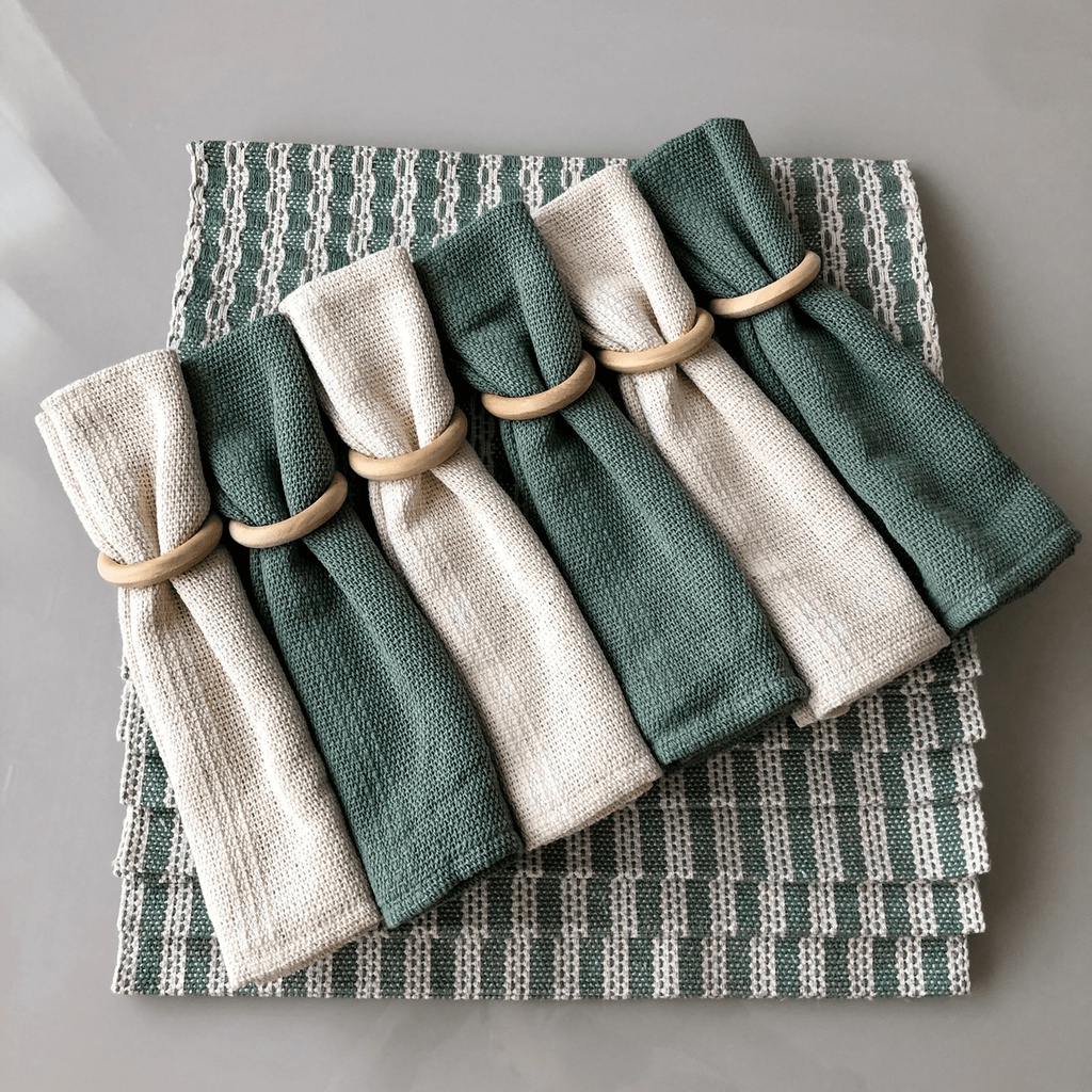 Jogo Americano Em Cor Pistache e Cru 100%Algodão Perfeito Para Mesas De Jantar e Almoço Te...