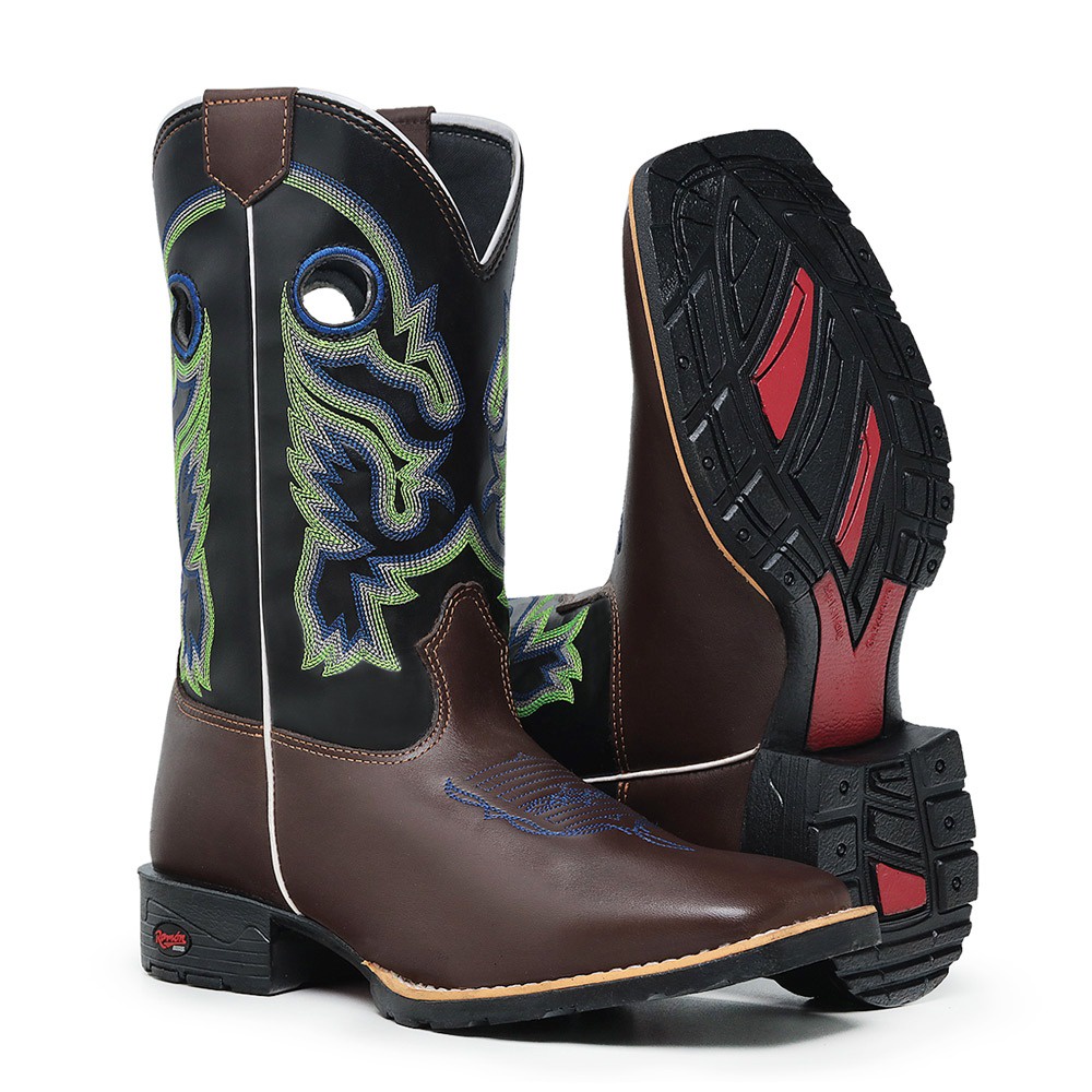 Bota Country Cano Longo Texana Masculina Rodeio Ramon Botas Bico Quadrado