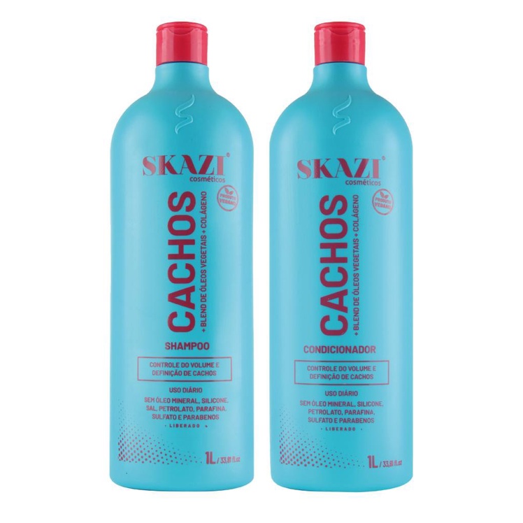 Kit Skazi Vegano Shampoo E Condicionador Cachos Liberado 1 Litro em Oferta na Shopee