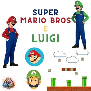 Fantasia Mario Bros + Fantasia do Luigi Masculino (INFANTIL)