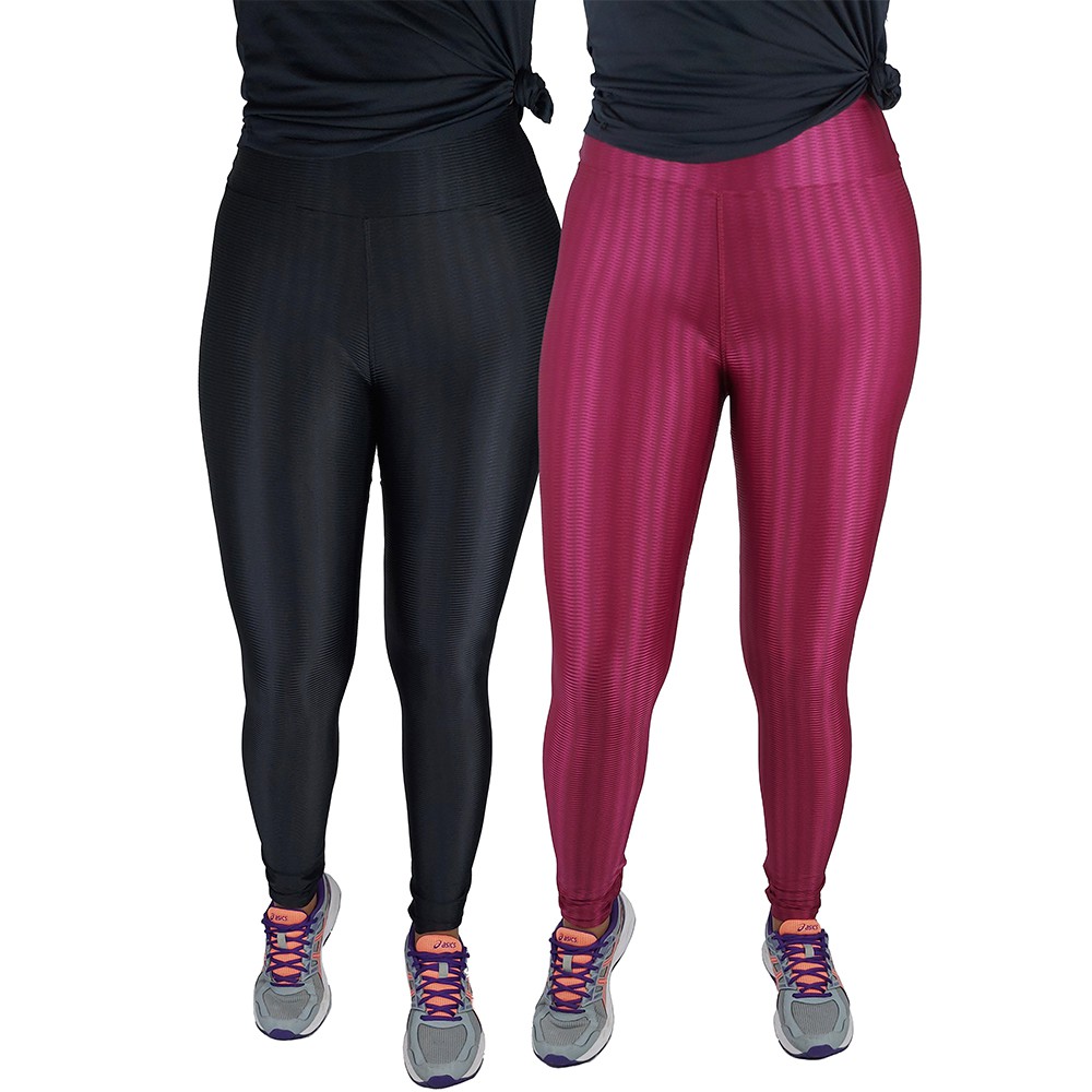 Kit 2 Calças Legging Moda Fitiness Feminina Para Academia Malha Grossa Poliamida 3d