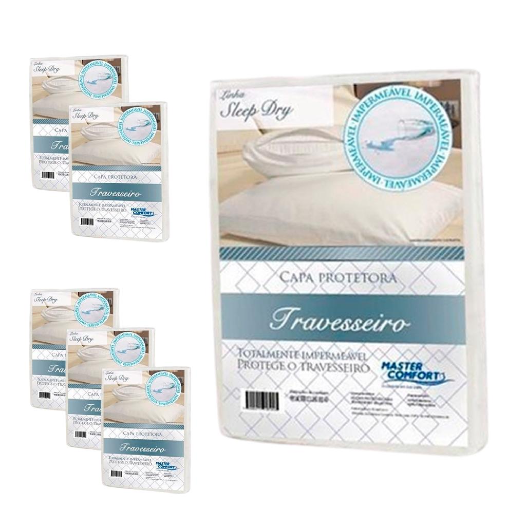 KIT - Capa de Travesseiro Protetora P/ Travesseiro Sleep Dry Impermeável 6 Unidades