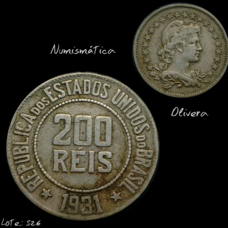 L.: 1385 - Moeda antiga Brasil 200 réis 1931 - Brasil.