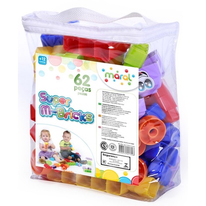 Brinquedo didático infantil Super M-Bricks 62 peças
