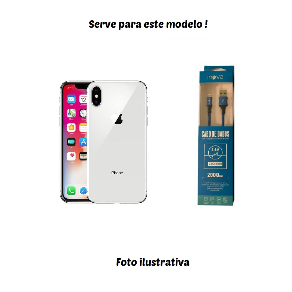 Cabo exclusivo para Iphone X Tipo Lightning modelo INOVA 2M Up