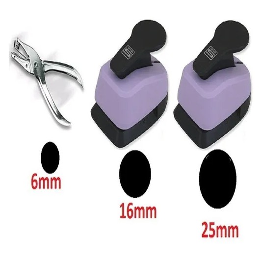 3 Furador Perfurador Circulo Eva Scrapbook 6mm + 16mm + 25mm