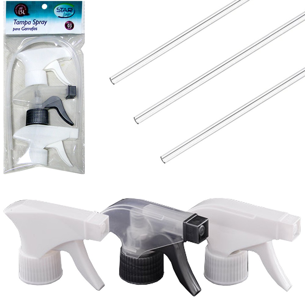 GATILHO PARA PULVERIZADOR / BORRIFADOR DE PLASTICO ADAPTAVEL STAR LIMP COLORS COM 3 PECAS