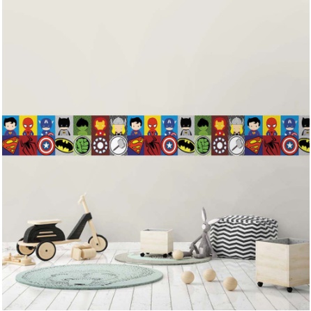 Papel De Parede Faixas Infantins Decorativas Para O Quarto Do Seu Bebe Sala Ou Cozinha Tema Herois Marvel Dc Infantil Star 16 Shopee Brasil