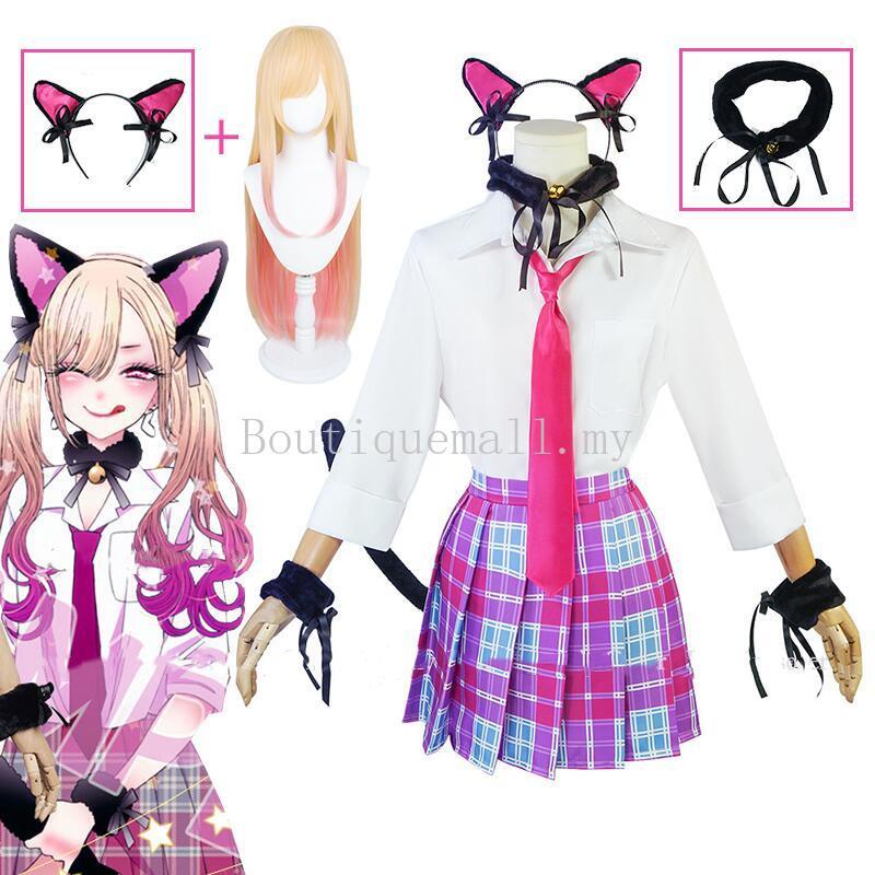 Novo Anime Meu Vestido-Up Darling Kitagawa Marin Cosplay Fantasia Gato Garotas Traje De Halloween Carnaval