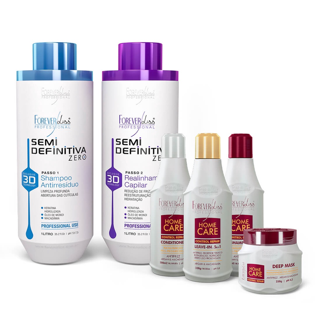 Kit Nova Escova Semidefinitiva Zero e Kit Pós Progressiva Forever Liss