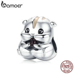 Bamoer Coleção Animal 925 Sterling Silver Adorável Hamster Beads Fit Encantos Pulseiras & Bangles Jóias Diy Fazendo Scc1133