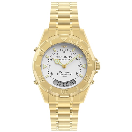 Relogio Technos Masculino Skydiver Dourado T20557/49b