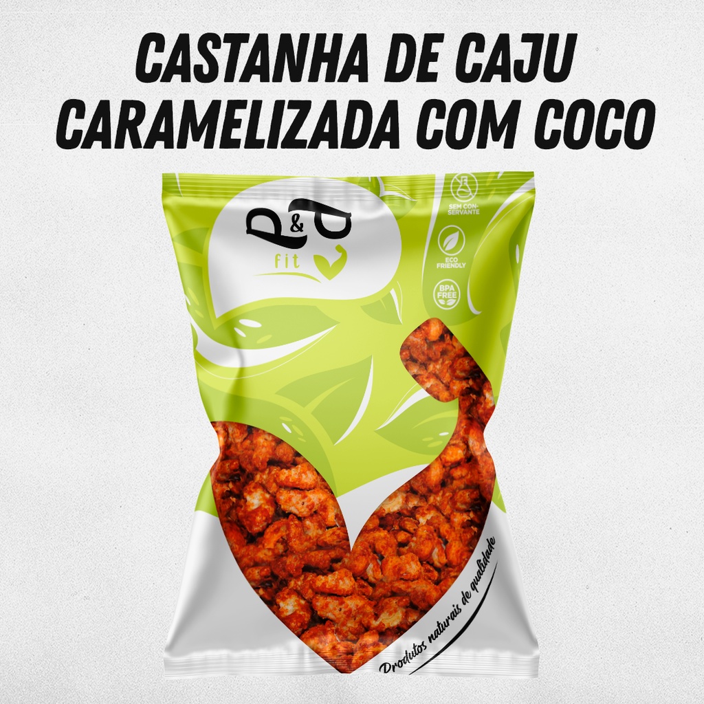 Castanha de Caju Caramelizada com Coco - 500g em Oferta na Shopee