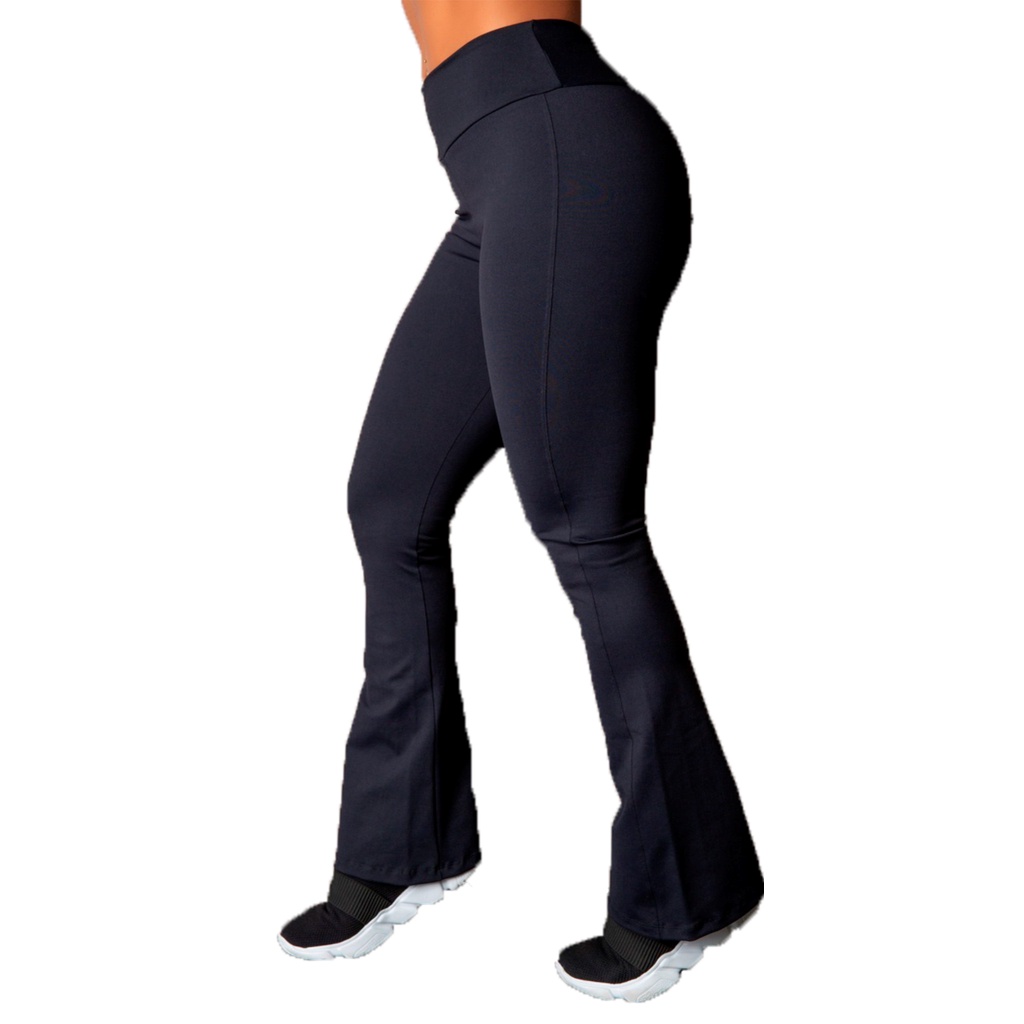 Calça legging de boca hot sale larga