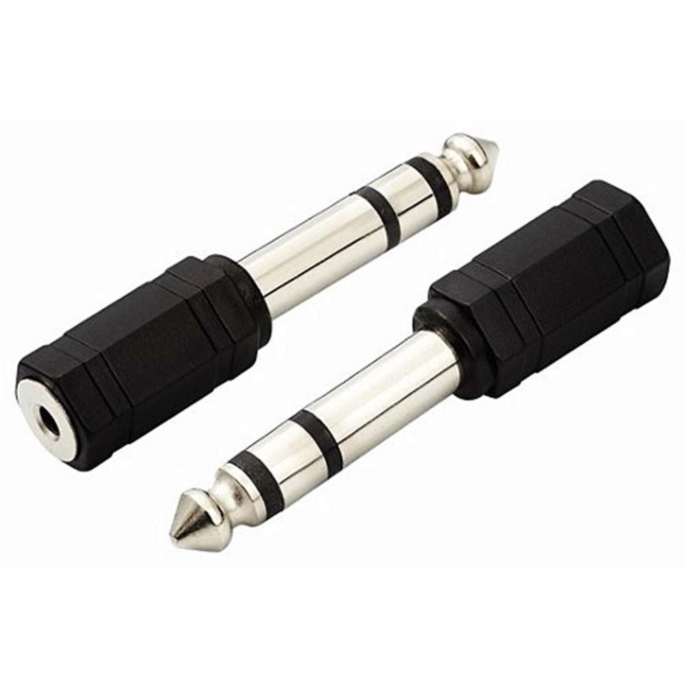 Adaptador Plug P10 (6.35mm) Macho x P2 (3.5mm) Fêmea Estéreo = Conector P3 3 Vias Contatos Fone Microfone Audio Som