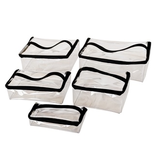 kit 5 necessaire feminina transparente maquiagem acessórios organizador