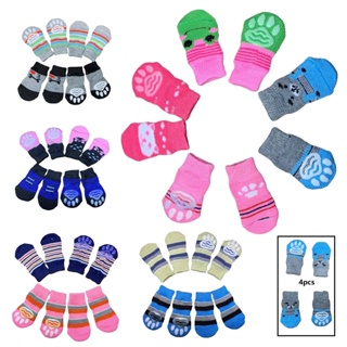 4 peças de Meia Para Pet Cães Gatos Antiderrapante Sapatos Socks Frio em Oferta na Shopee