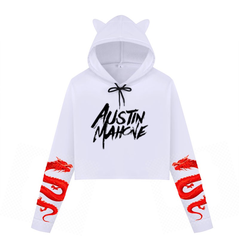 Blusa Cropped de Moletom Feminino Manga Dragão Austin Mahone 02 A381