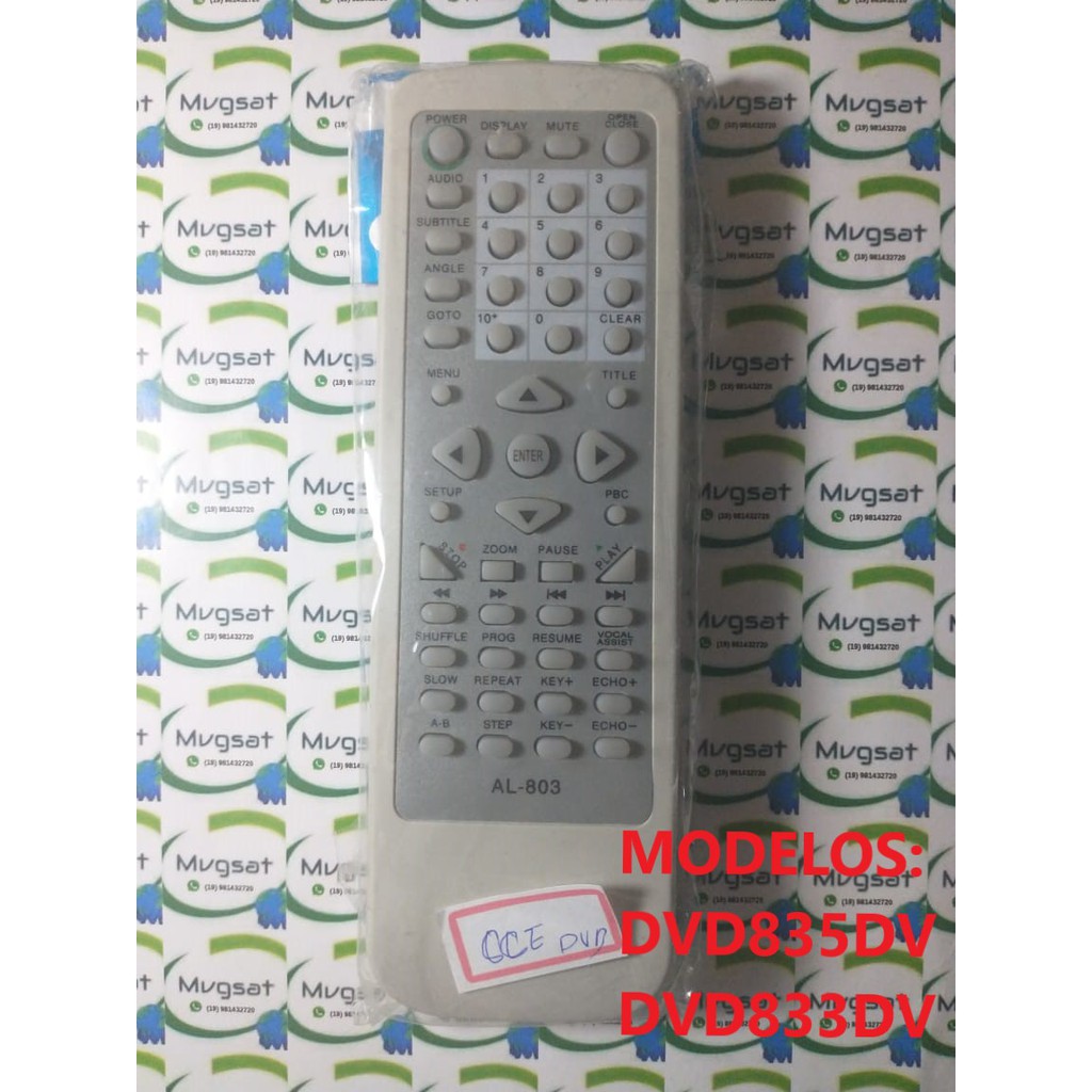 Controle Remoto Similar / Compatível  Para Dvd Cce Al-803