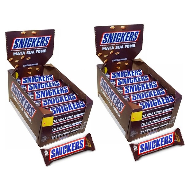 KIT Chocolate Snickers Original 20un 45g | Shopee Brasil