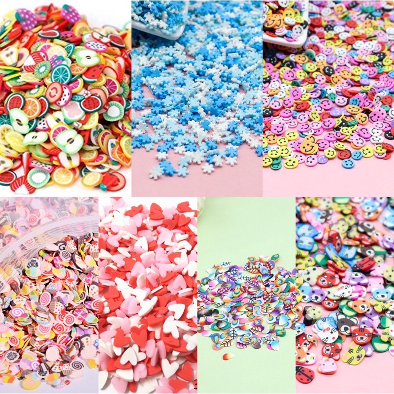 500 Mini Aplique Fimo fatiado para laços unhas decoração ，slime Modelos Diversos