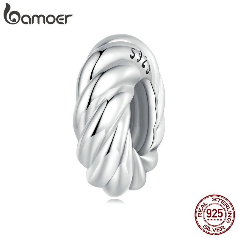 Pingente Bamoer 925 Silver Plait-Silicone Bead Acessório Para Moda Feminina Jóias Simples