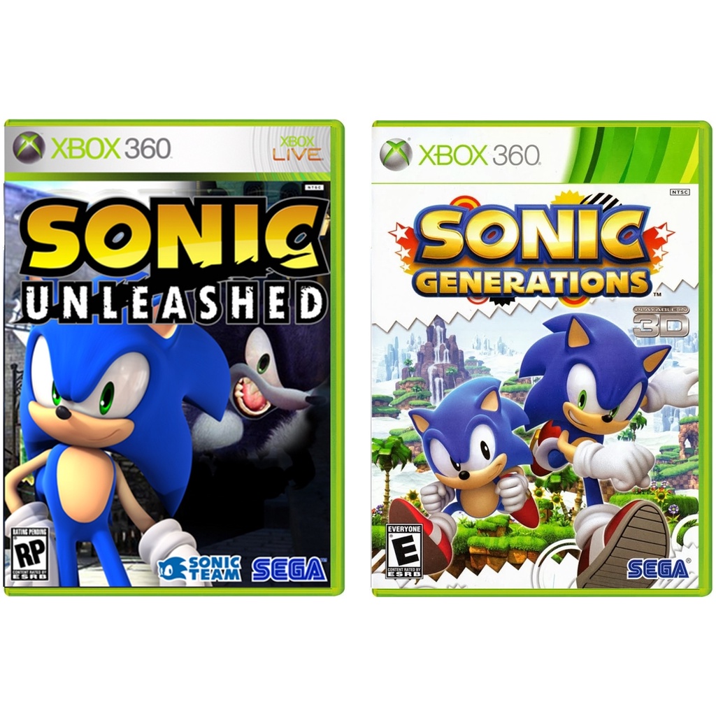 Sonic Kit com 2 Jogos Xbox 360 Sonic Generation e Unleashed