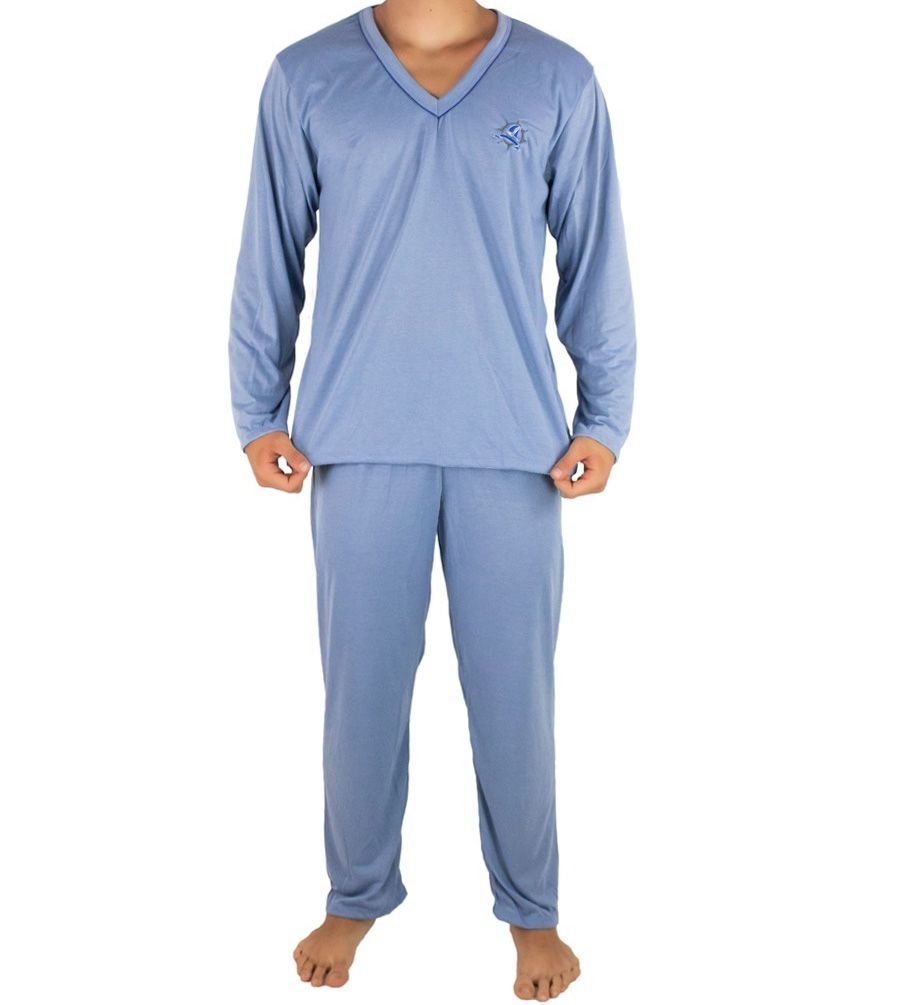 Kit 3 Pijamas Masculino Longo Fechado Homem Adulto Inverno Frio Malha Fria