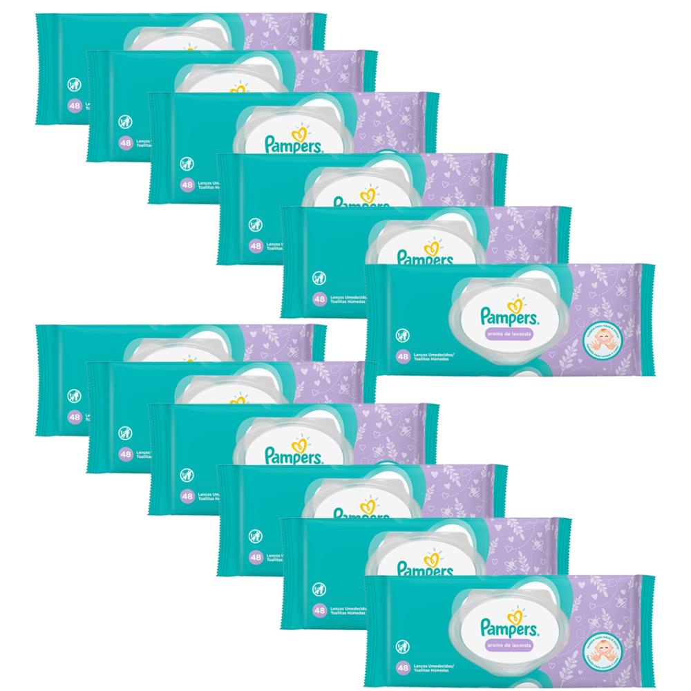Kit Lenços Umedecidos Pampers Lavanda com 576 Unidades - Mom & Baby