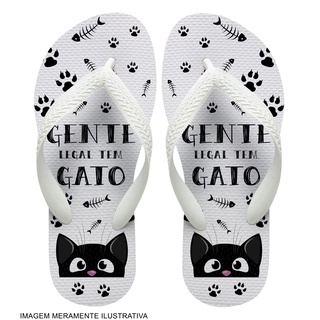 chinelo amo gatos- gente legal tem gato-tira grossa