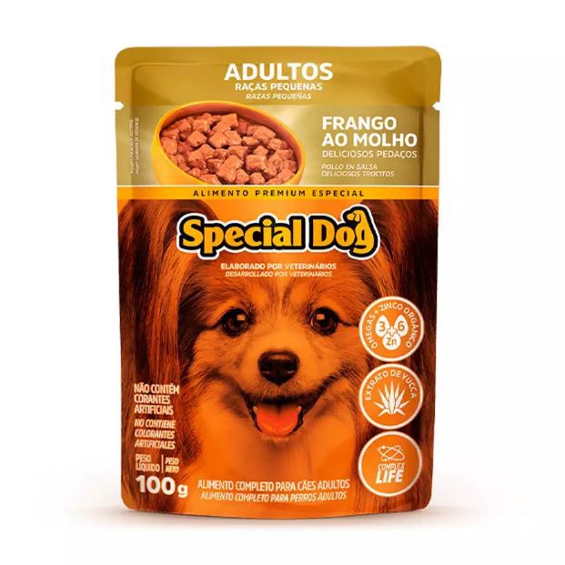 Ração Úmida Special Dog Adultos Raças Pequenas Sachê Sabor Frango ao Molho 100g em Oferta na Shopee