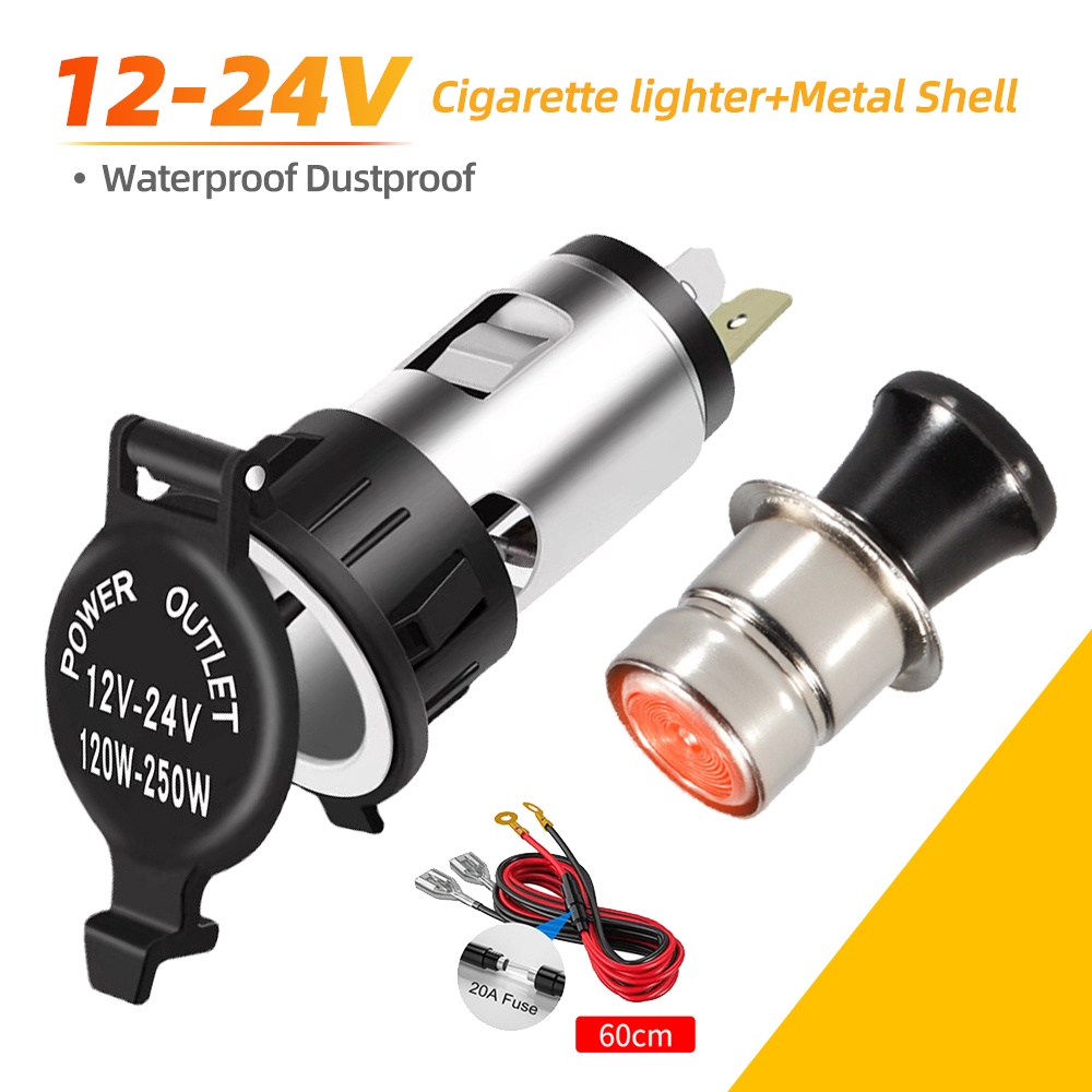À Prova D'água 12-24V/120W Carregador De Isqueiro De Carro Tomada Para Motocicleta/Barco /