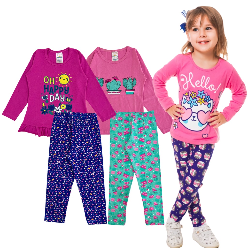 Kit 3 Conjunto Inverno Menina Roupa Infantil conjunto de frio tamanho 1 ao 8