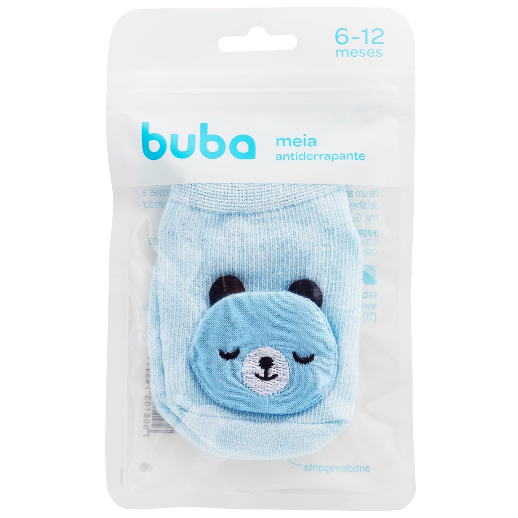 Meia Infantil Bebê Antiderrapante Urso Azul 6 a 12 Meses 14541 Buba em Oferta na Shopee