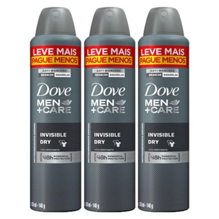 Kit com 3 Desodorantes Antitranspirantes Aerosol Dove Men Invisible Dry 250ml em Oferta na Shopee