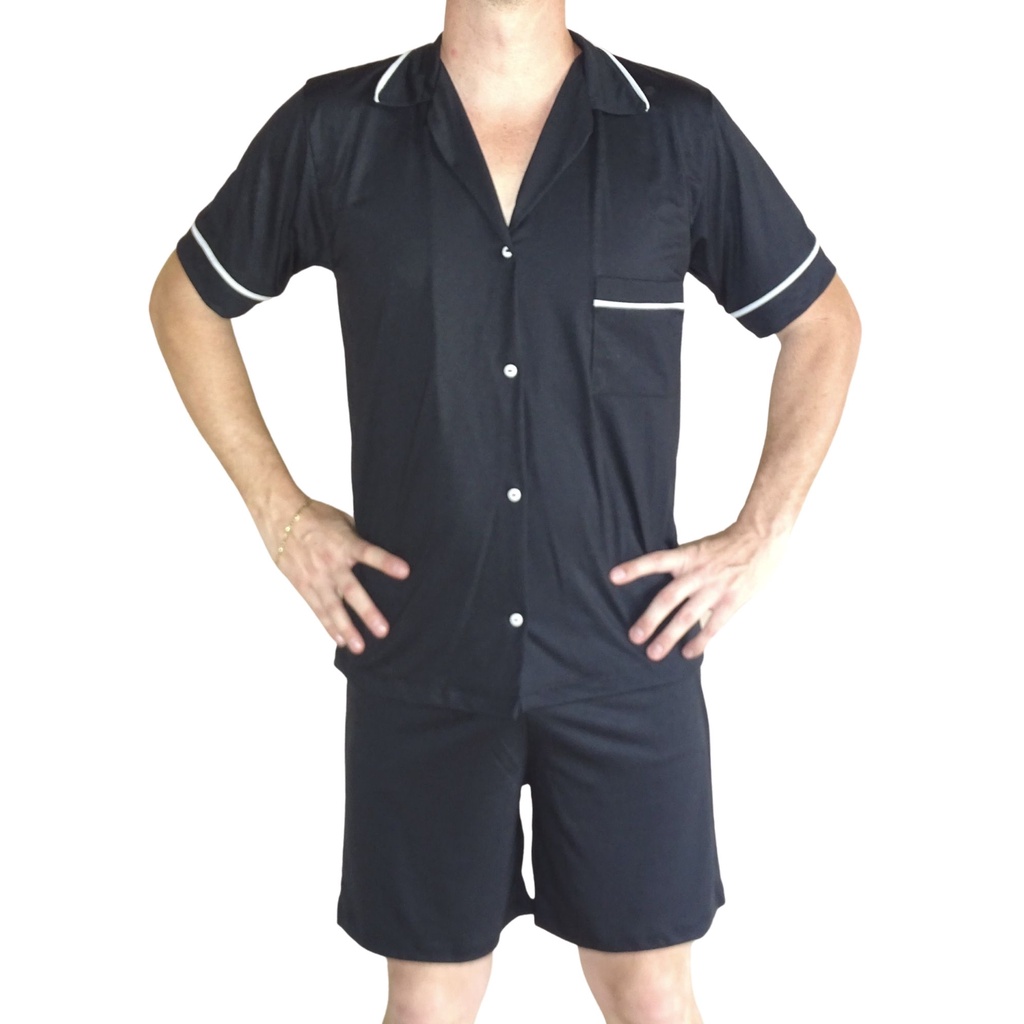 Pijama Masculino Americano Adulto Curto Manga Curta Verão