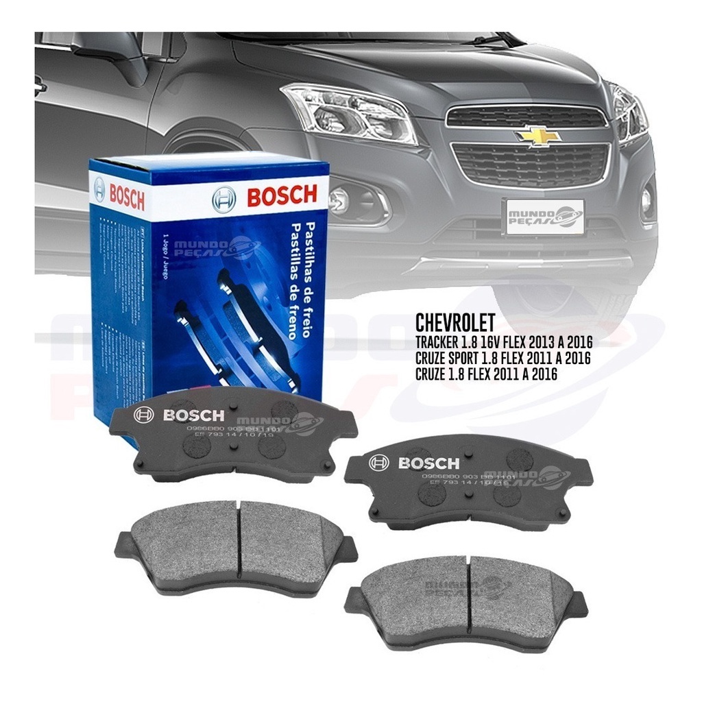 Kit Pastilha Freio Cruze 1.8 Tracker Lt Ltz Dianteira Bosch 2011 2012 2013 2014 2015 2016