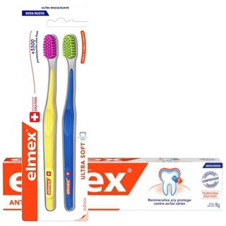 Kit Elmex Escova Dental Ultra Soft 2 Un + Creme Dental 90g