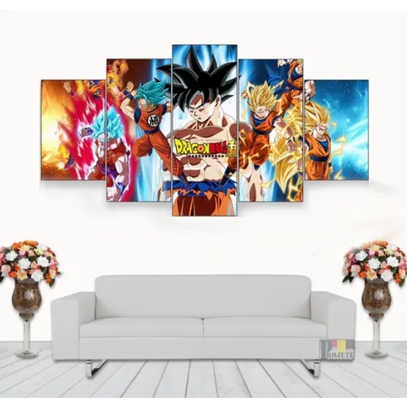 Quadro Decorativo Full Hd Dragon Ball Super Goku 95x55 5 Peças N05  Flores_Quadros=2877 | Shopee Brasil