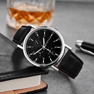 Relógio De Quartzo Masculino Casual Com Pulseira De Couro E Mostrador Analógico