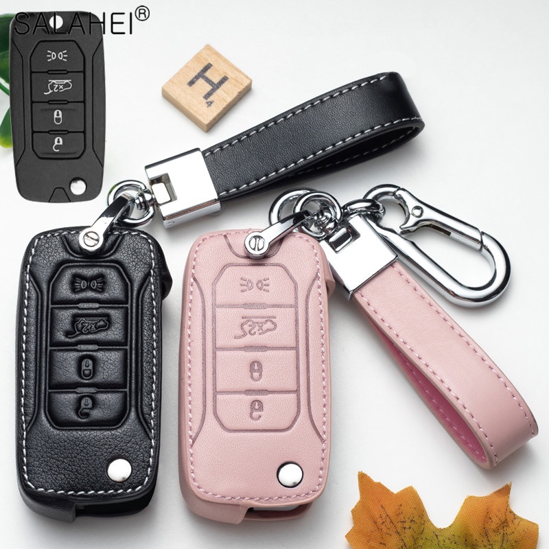 Chave Do Carro De Couro Da Tampa Caso Para Jeep Chrysler Renegado 2018 2019 Wrangler JL Dodge Ram Caliber Nitro Patriot