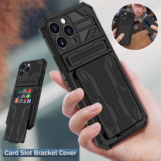 Capa Armadura Híbrida Anti-Impacto Com Suporte E Porta Cartão Para iPhone 13 12 11 Pro XS Max XR 7 8 Plus