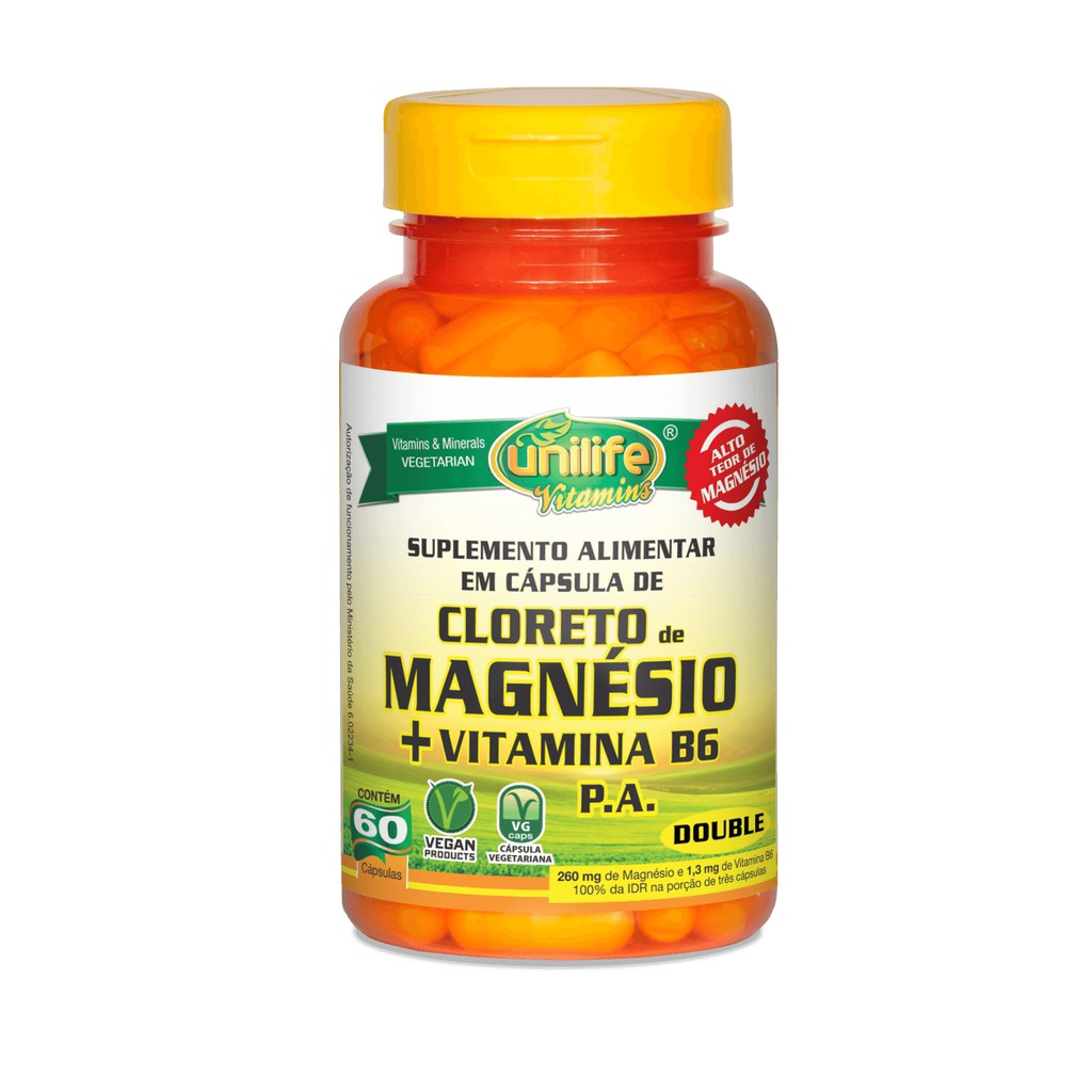 Cloreto de Magnésio PA 60 Cápsulas 800mg - Unilife