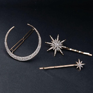 Grampo De Cabelo Geométrico Estrela Lua Strass Acessórios Jóias Femininas
