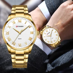 CURREN Relógio De Quartzo Masculino Esportivo Com Pulseira De Aço Inoxidável Simples CR09SX
