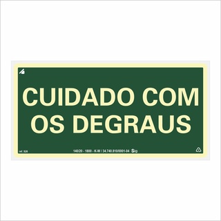 Placa de Sinalização Cuidado com os Degraus